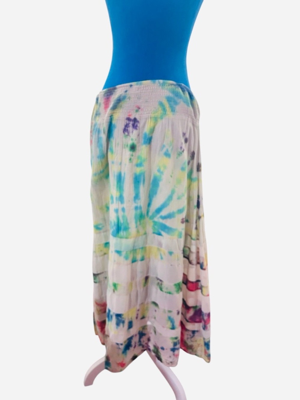 Upcycled Tie Dye Maxi Skirt Boho Festival Cotton Stretch XL 1X 2X Hippie skirt - Picture 3 of 4